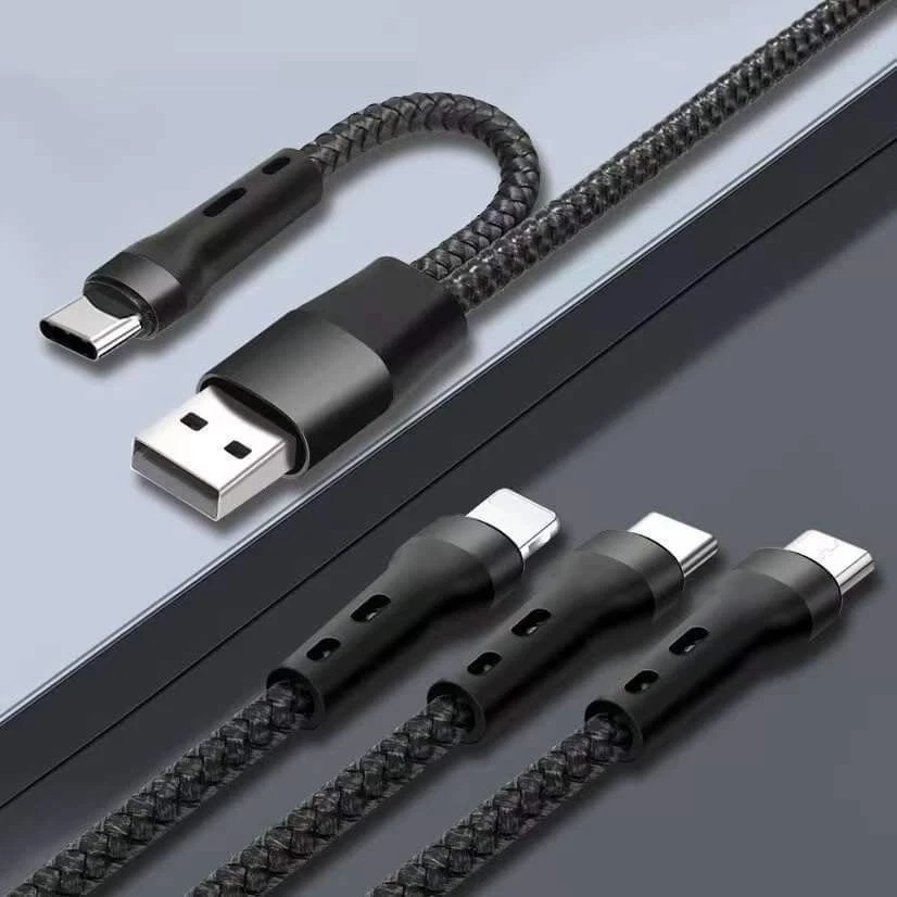 GTL-009 3 in 2 Fast Charging Cable 200W USB to Type-C Micro iPhone Cord 1.2M/3ft - Image 2 of 3