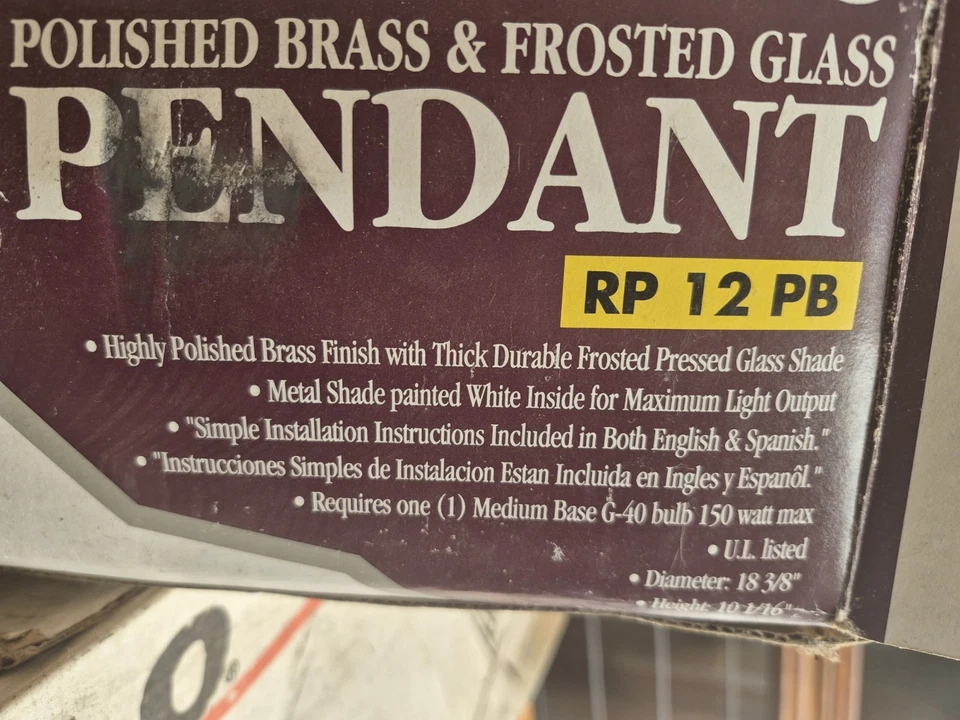 Royce Lighting Polished Brass And Frosted Glass Pendant Light Fixture - Image 4 of 4