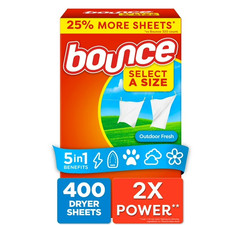 Bounce Select a Size Dryer Sheets Outdoor Fresh Fabric Softener 400 Count NEW.