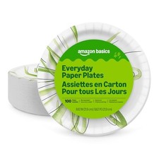 Amazon Basics 8.62-Inch Disposable Paper Plates, Microwave Safe, 100 Count