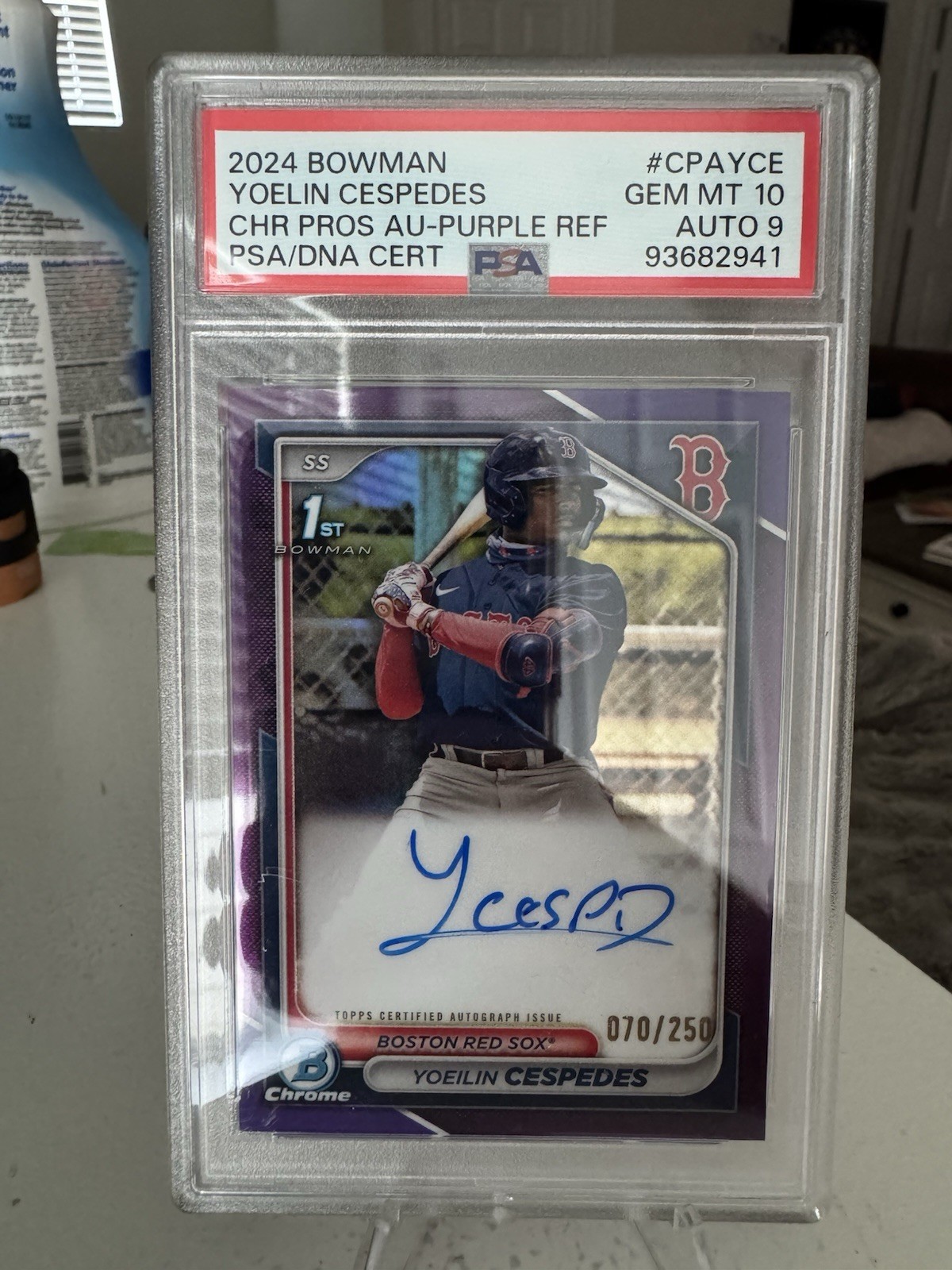 2024 Bowman Yoeilin Cespedes Chrome Auto Purple Refractor 1st /250 PSA 10