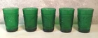 Vtg Anchor Hocking Dark Green Sandwich Glasses Set Juice 5 - 4oz 3.5" MCM