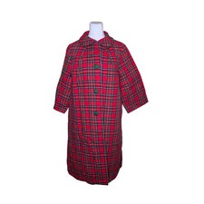 Vintage Charmode Christmas Plaid Quilted Housecoat Robe Womens Size L Red Green