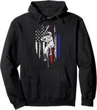 American Flag Batter Hitting USA 4th Of July Gift Unisex Hooded Sweatshirt