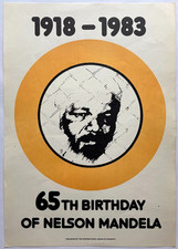 Original Vintage Poster NELSON MANDELA -65th BIRTHDAY - UNION OF STUDENTS - 1983