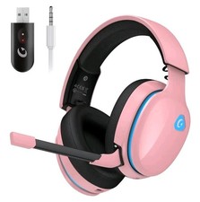 2.4GHz Wireless Gaming Headset/Headphones, Bluetooth 5.3 Blush Pink PS5/4 Switch