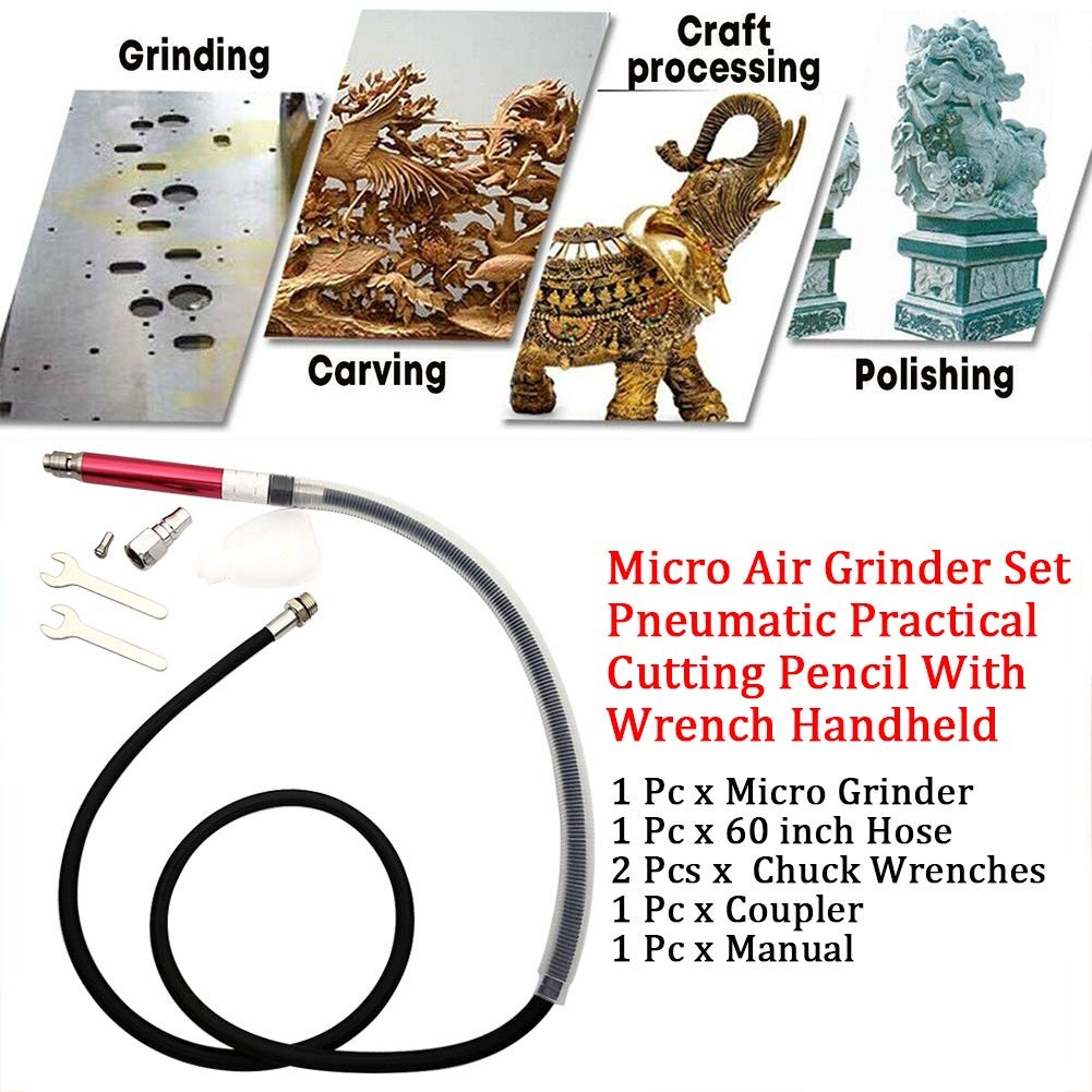 Air-powered Micro Die Grinder Set 65,000 RPM Pneumatic Pencil with Wrench Grind