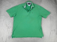 Tommy Hilfiger Polo Shirt Men Extra Large Green 100 Cotton Short Sleeve READ