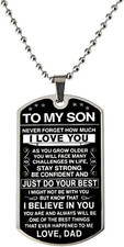 To My Son Necklace from Dad Sons Inspirational Dog Tag Necklace Gifts for Men