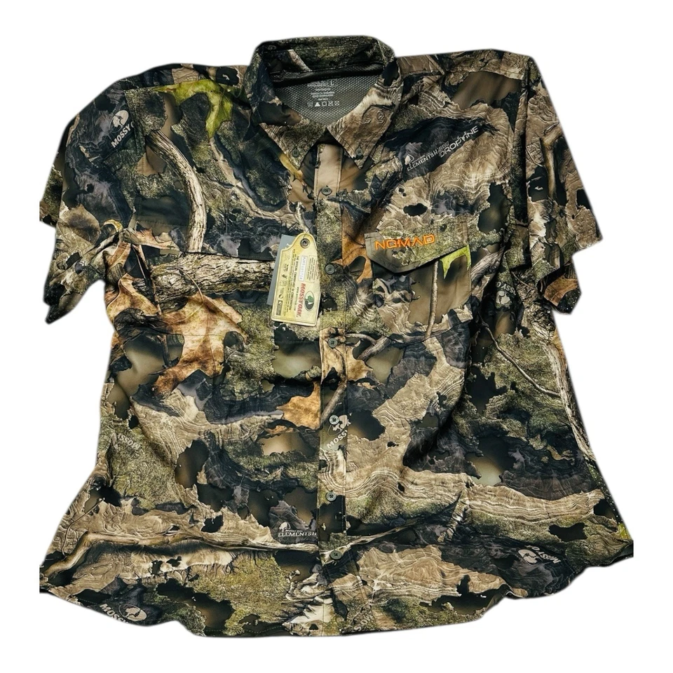 Nomad Mossy Oak Droptine Short Sleeve Stretch-Lite Mens L Camo Shirt Outdoors - Image 2 of 4
