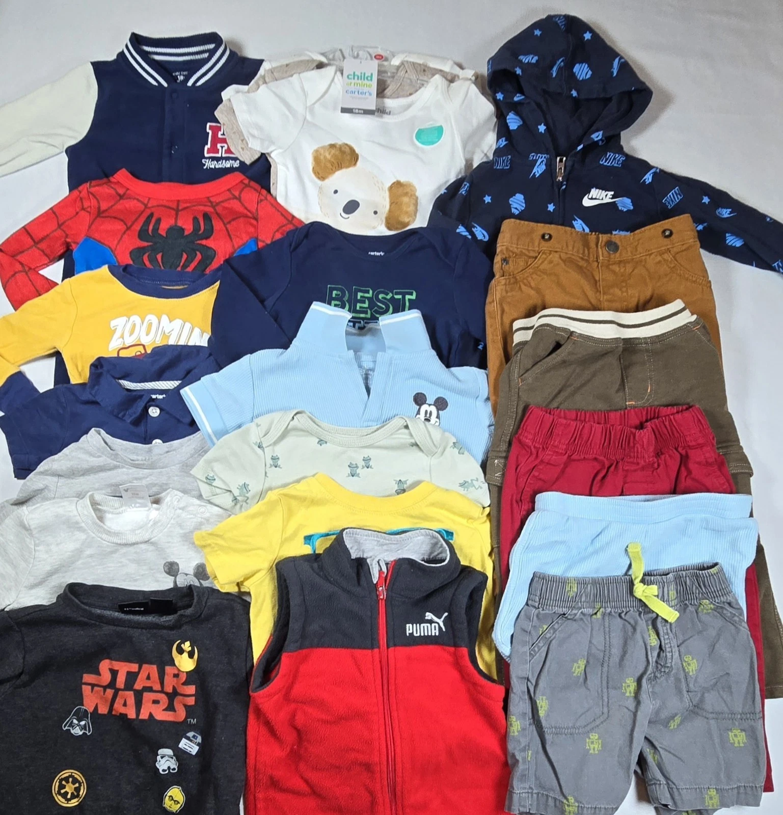 21 Lot Bundle Baby Boy Clothes Shorts Tee Shirts Pants Hoodie: 18M 18 Months