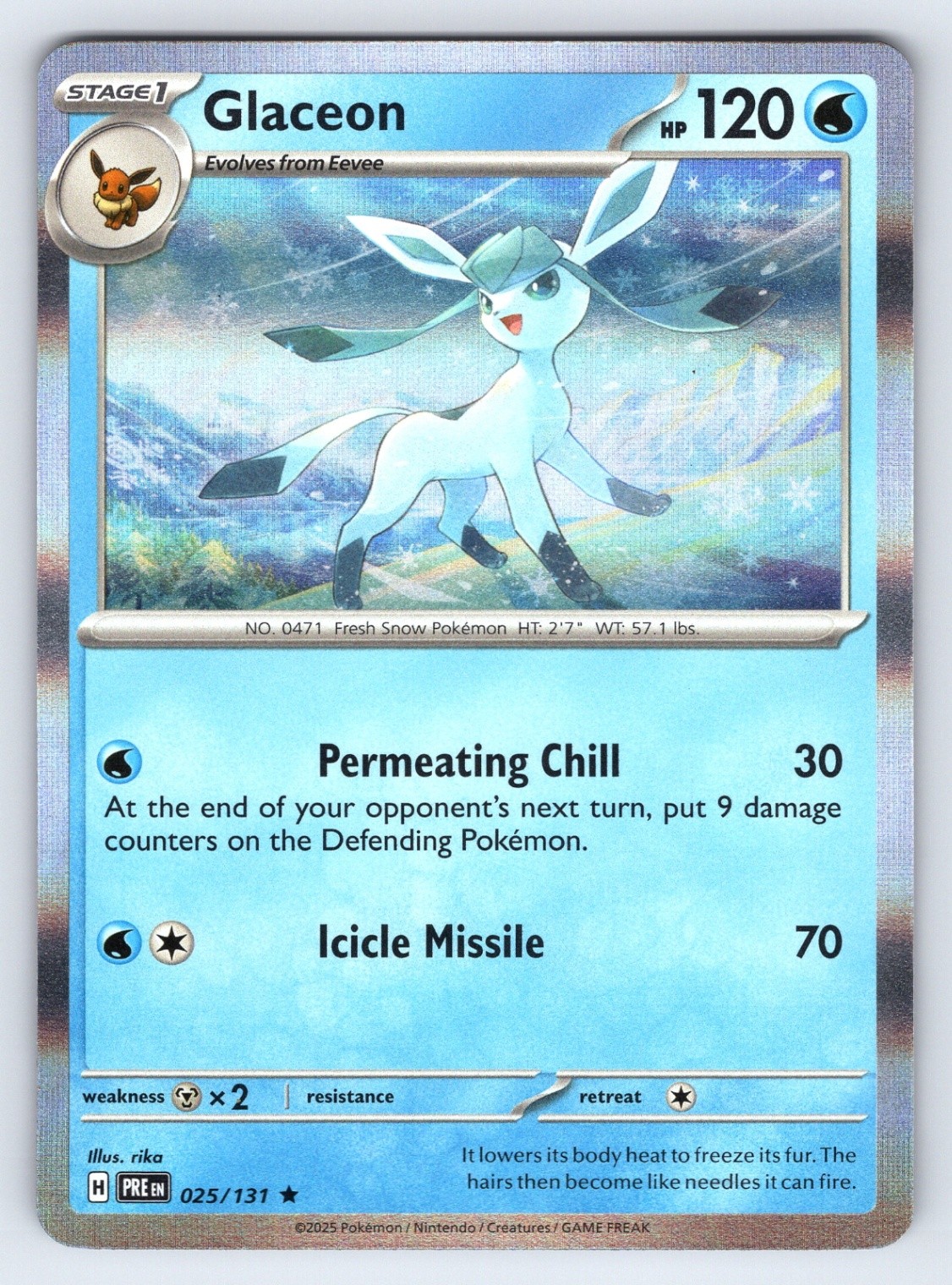 Glaceon Rare SV: Prismatic Evolutions 025/131 NM