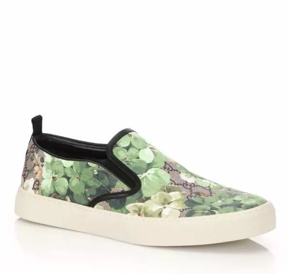 Baskets à enfiler imprimées Gucci Supreme GG « Bloom » fleur verte 407362 8961