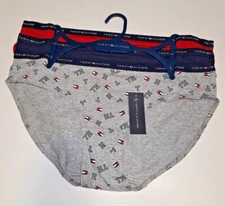 TOMMY HILFIGER 3-Pair Cotton Bikini Panties 3pk Underwear Womens Size L Pink Gra