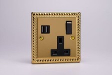 Varilight Classic Georgian Brass Effect Range - Black Inserts & Black Switches