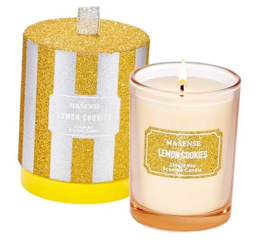 Candles Scented Candles, Glittering Yellow Christmas Candles Lemon Cookies-image