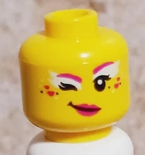 New LEGO Makeup Head Girl WINK Heart Face Paint Hot Pink Lipstick Long Lashes