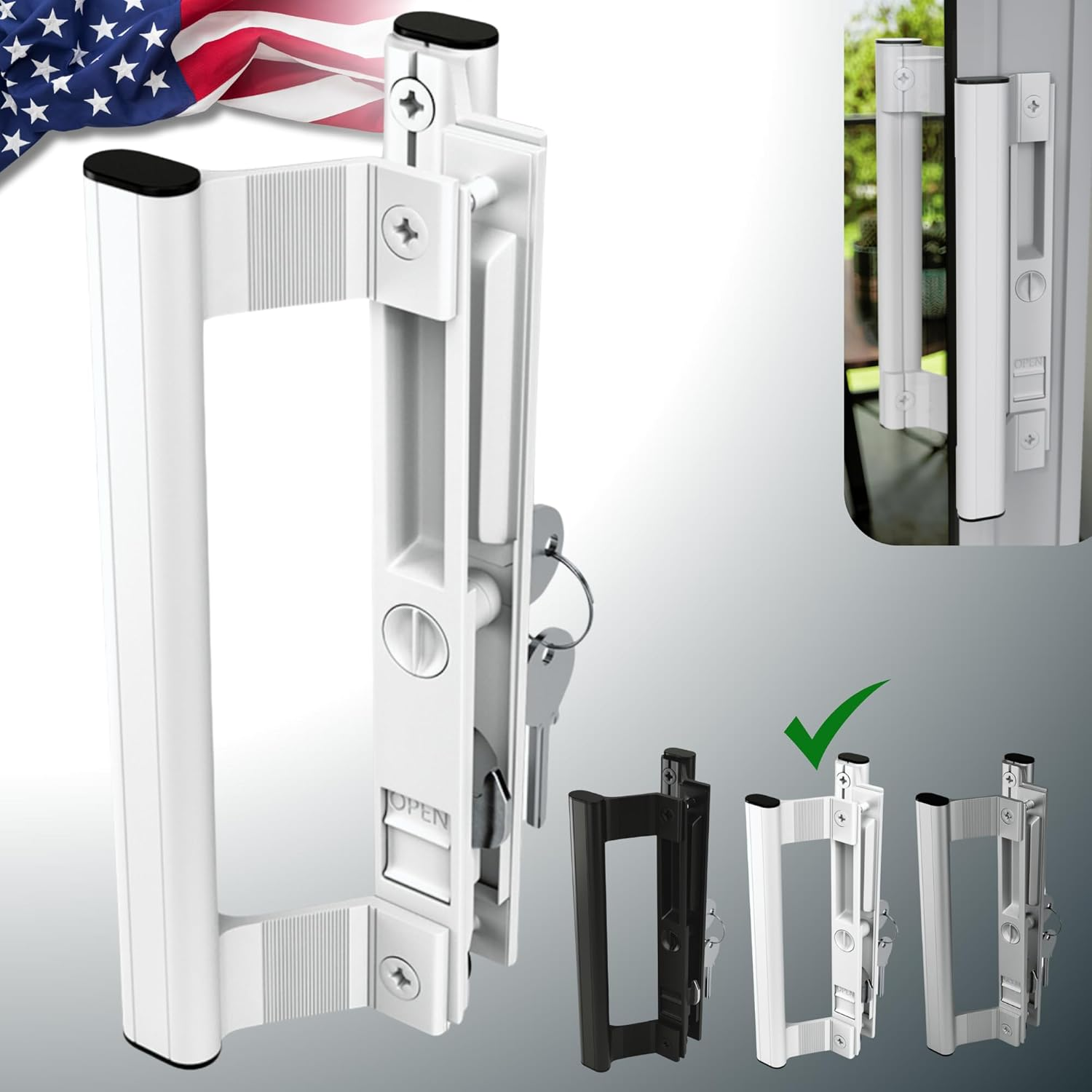 Sliding Glass Door with Handles on Both Sides, 6-5/8 White - Patio Door Handle S