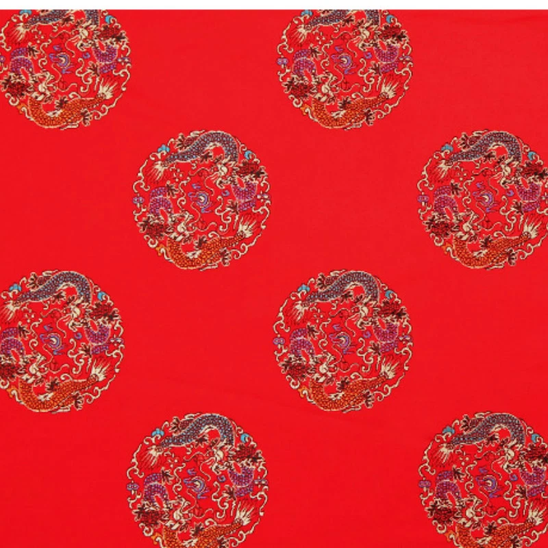 Silky Satin Fabric Chinese Floral Dragon Jacquard Brocade Upholstery Costume Sew - image 4 of 4
