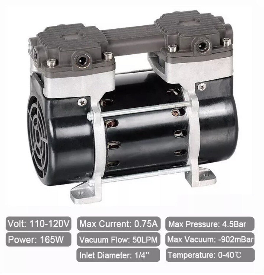 Double Cylinder 110V Medical Piston Diaphragm Vacuum Pump HZW-165