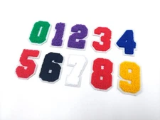 2 Inch Chenille Number w/ White Background: Pick Your Number/ Color