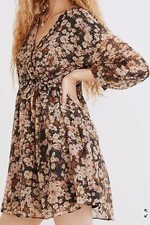 NWT Madewell Boho Drawstring Faux Wrap Mini Dress Daisy-Reverie Floral Size S.