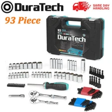 DURATECH 93PC 1/4" 3/8" Mechanics Tool Set Socket Set Accessories Set SAE Metric