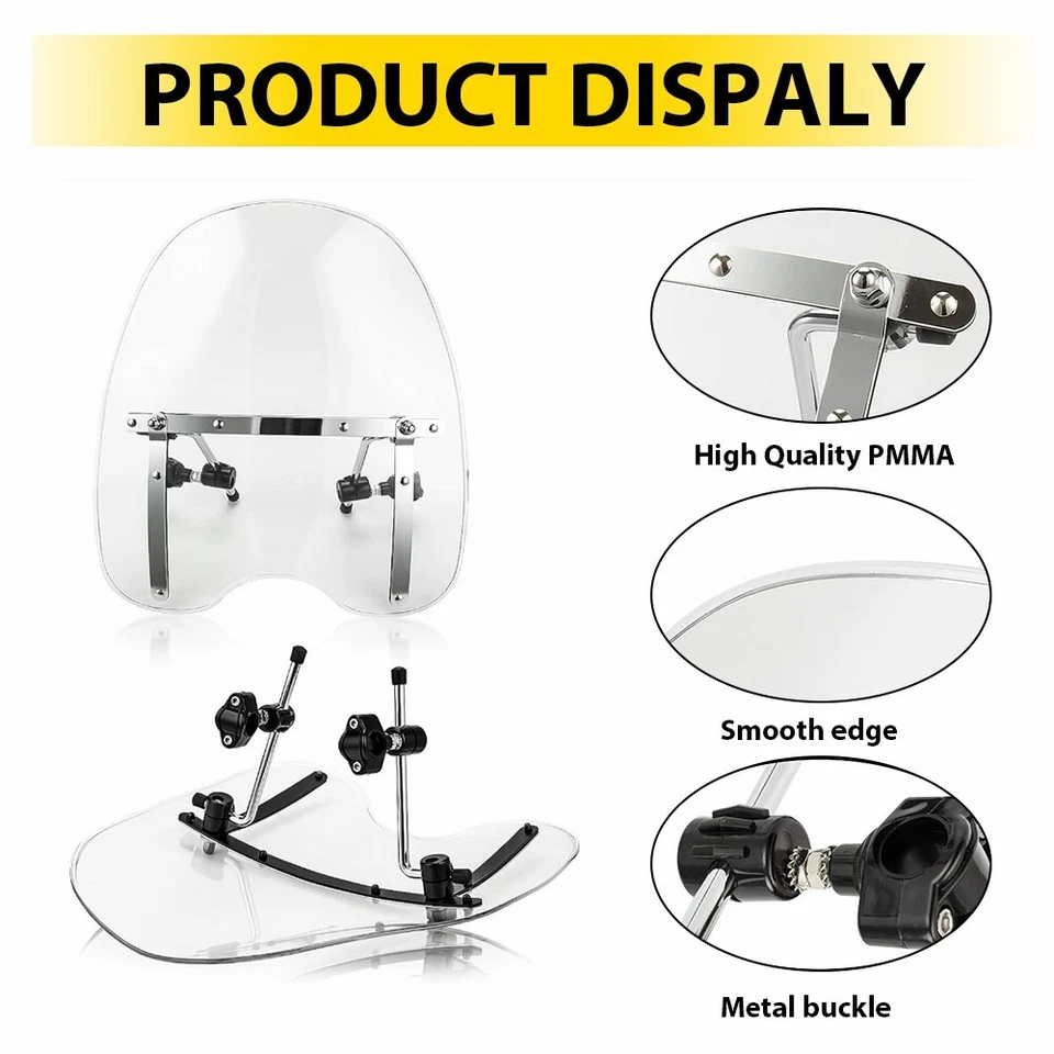 7/8" Windshield Windscreen For Kawasaki Vulcan VN500 750 800 900 1500 1600 2000 - Image 3 of 4