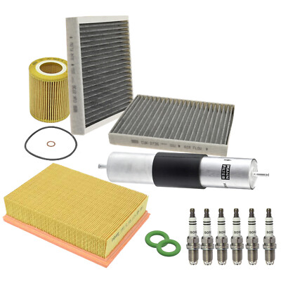Mann Oil/ Air Filters & Bosch 6 Spark Plugs Maintenance Kit For BMW E39 2.8L L6