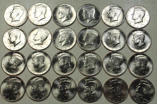 2013 - 2024 P&D Kennedy Half Dollar. Gem Brilliant Uncirculated  Mint Roll Set