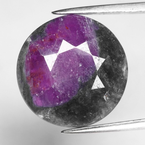 💎 7.05ct Semi-Round Green Purplish Red Ruby in Zoisite - Unheated, Africa Gem