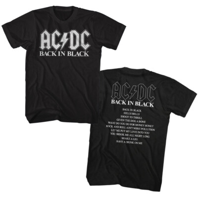 ACDC Back In Black Song List 1980 Concert Men's T Shirt