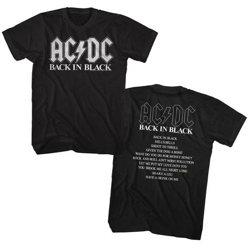 ACDC Back In Black Song List 1980 Concert Men's T Shirt