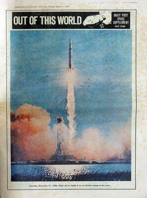 LIVERPOOL DAILY POST SUPPLEMENT 1969. APOLLO 8 MOON MISSION RAKETENSTART