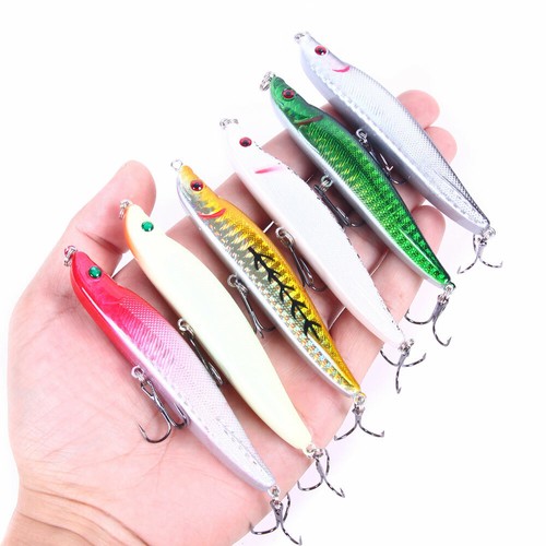 6PCS/Lot 9.5cm/16g Pencil Hard Bait Topwater Popper Crankbait Fishing Lure Trout - Picture 3 of 12