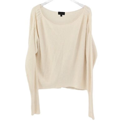 INTERMIX Sweater Womens Size S Cashmere Wool Beige Long Sleeve Boat Neck  Knit