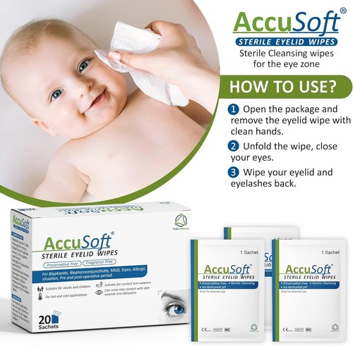 AccuSoft Sterile Eyelid Wipes for Allergies Pre & Post-Operative Periods 20 Pack - Picture 5 of 5