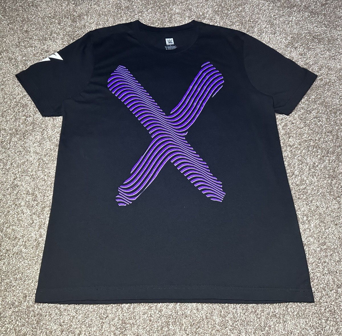 men's white and purple graphic tee