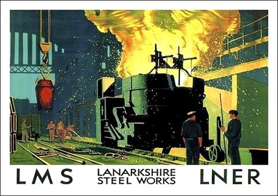 LMS - LNER - Lanarkshire Steelworks - Travel - 260gsm Giclée Art Print - UK