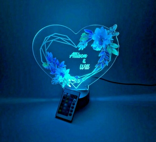 Lámpara de luz de corazón y flores para parejas del Día de San Valentín LED personalizada gratuita y remota - Imagen 7 de 12