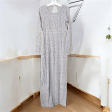 NWT New Chaser Heathered Gray Crewneck Knit Maxi Dress w/V Back Cut Out. Small