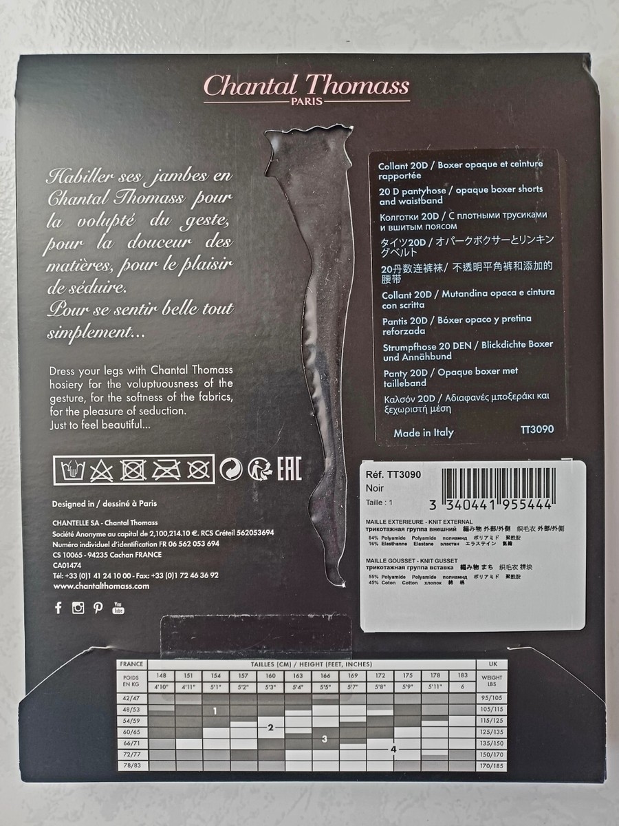 Bas Up Chantal Thomass - 20 Deniers, Taille 4, Noir Modèle Calaisienne, Référence TT6130
