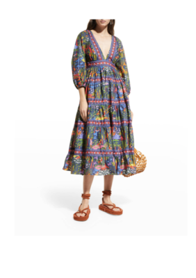 green emerald velvet dress Grey Blue Cut Out Midi Dress – FARM Rio main image 1