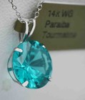 GENUINE 4.10 Cts PARAIBA TOURMALINE PENDANT 14K WHITE GOLD - Free Certificate — photo 2