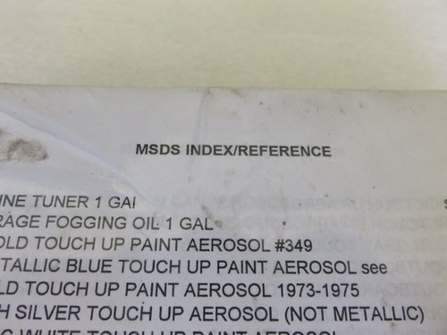Part No. 772585 MSDS Index/Reference Rev. 3/30/00 Manual - 第 2/5 張圖片