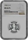 1943 S 1c Lincoln Steel Wheat Cent NGC Graded MS 66 PL in New Holder