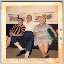 Vtg Color Snapshot Happy Family Couch Anniversary 1965