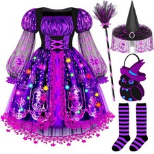 Kids Light Up Witch Costume 5-6 Years Halloween Girls Costume