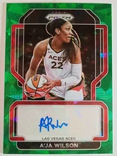 2022 Panini Prizm WNBA #SG-AJW A'ja Wilson Signatures AUTO Green Ice RC SSP
