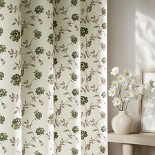 Green Floral 100 Blackout Curtains 84 52"W x 84"L Pack of 2 Moss Green
